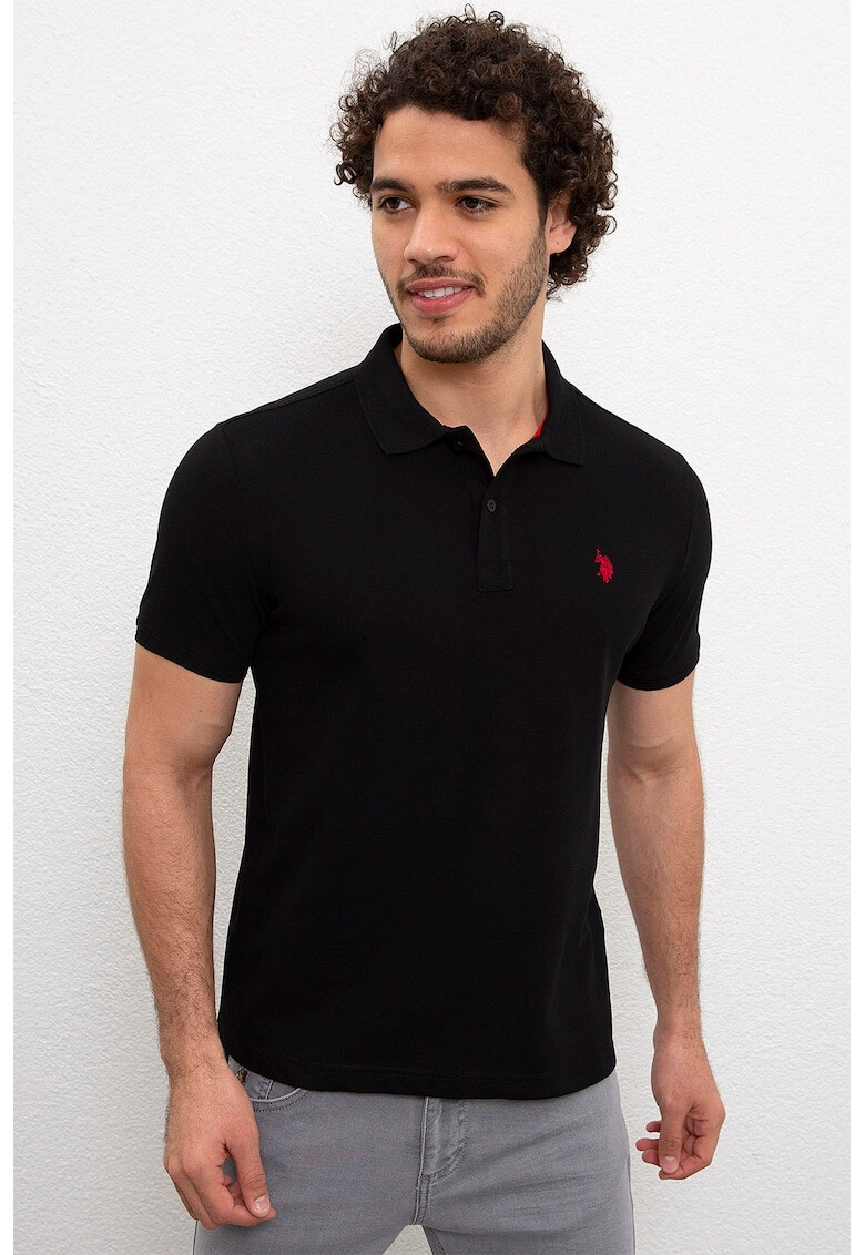 U.S. Polo Assn. Tricou polo slim fit din material pique - Pled.ro