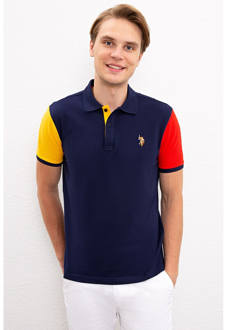 U.S. Polo Assn. Tricou polo slim fit cu maneci contrastante - Pled.ro