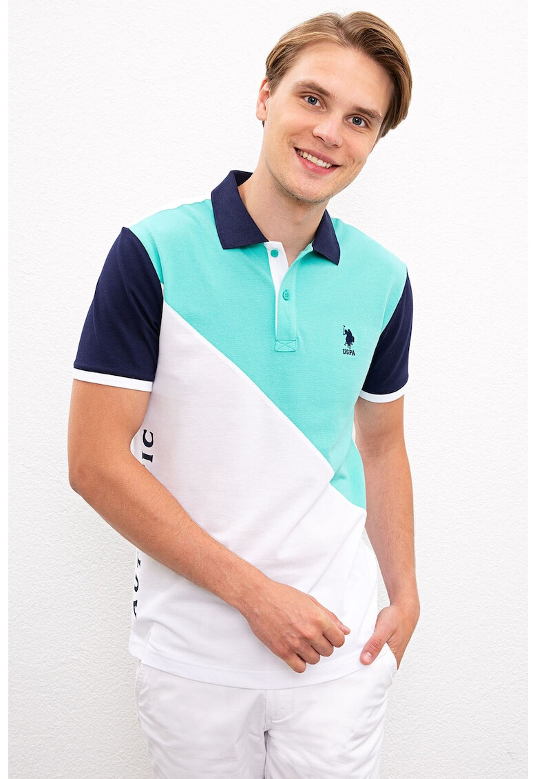 U.S. Polo Assn. Tricou polo slim fit cu model colorblock - Pled.ro