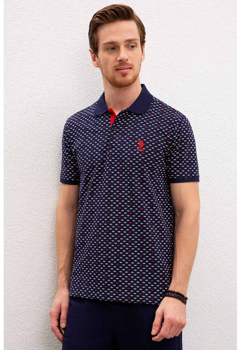 U.S. Polo Assn. Tricou polo slim fit cu model geometric - Pled.ro