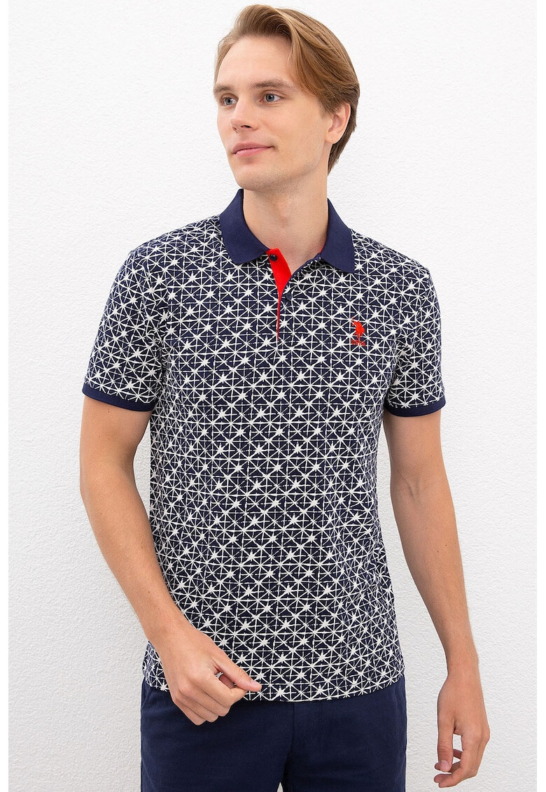 U.S. Polo Assn. Tricou polo slim fit cu model geometric - Pled.ro