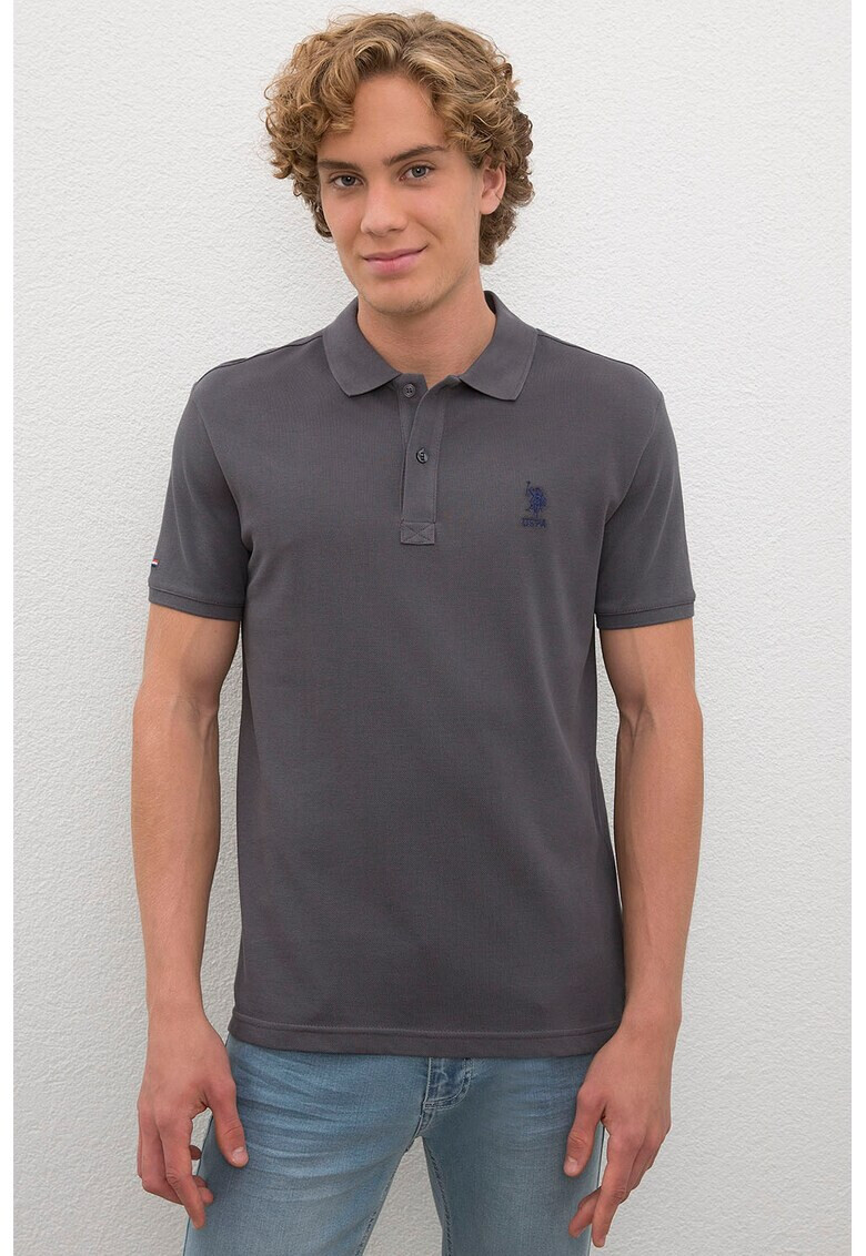 U.S. Polo Assn. Tricou polo slim fit din material pique cu broderie logo - Pled.ro