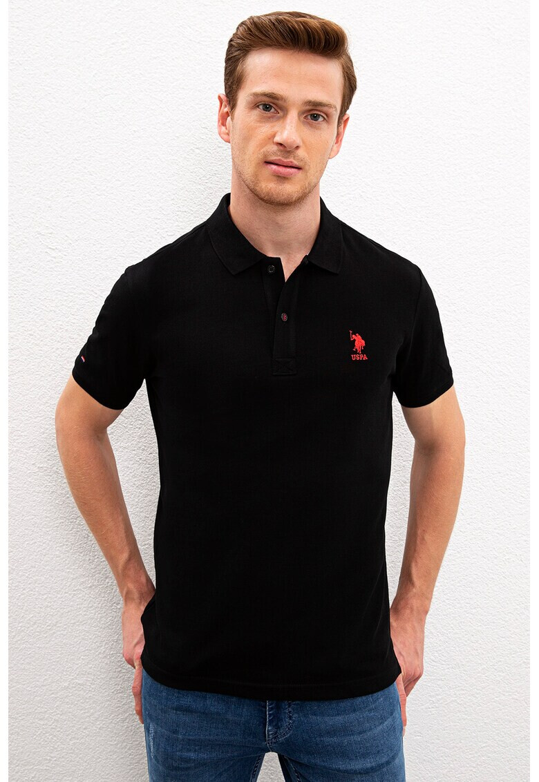 U.S. Polo Assn. Tricou polo slim fit din material pique cu broderie logo - Pled.ro