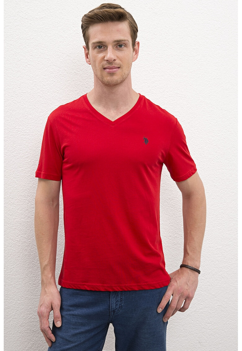 U.S. Polo Assn. Tricou slim fit cu decolteu in V - Pled.ro