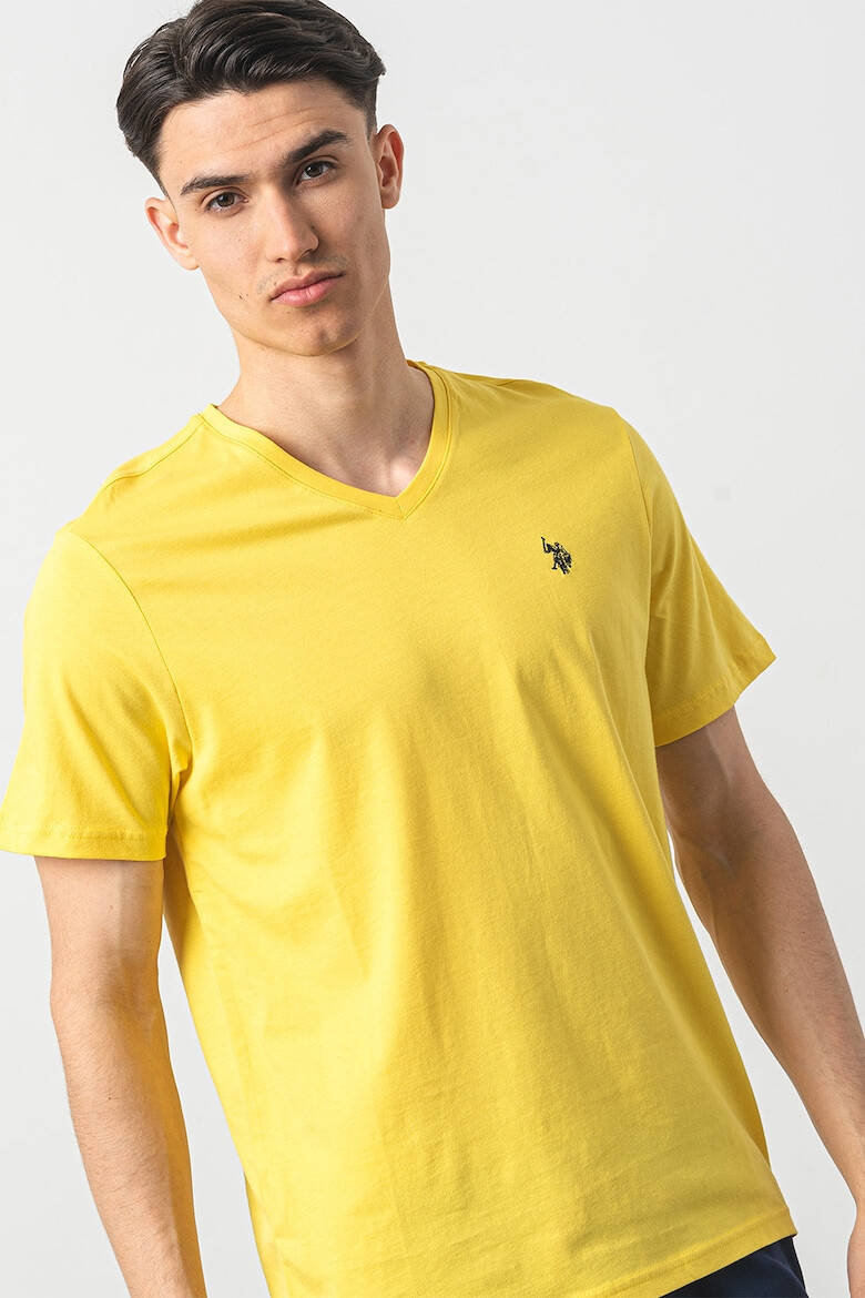 U.S. Polo Assn. U.S. Polo Assn Tricou de bumbac cu decolteu in V - Pled.ro