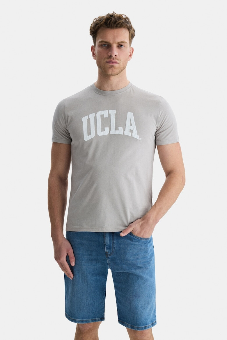 UCLA Tricou cu decolteu la baza gatului si imprimeu logo Culver - Pled.ro