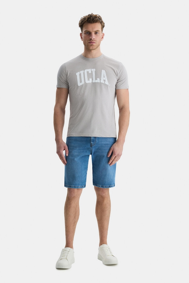 UCLA Tricou cu decolteu la baza gatului si imprimeu logo Culver - Pled.ro