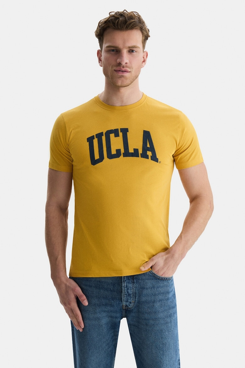 UCLA Tricou cu decolteu la baza gatului si imprimeu logo Culver - Pled.ro