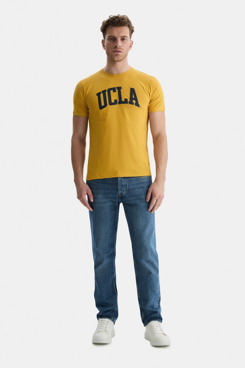 UCLA Tricou cu decolteu la baza gatului si imprimeu logo Culver - Pled.ro