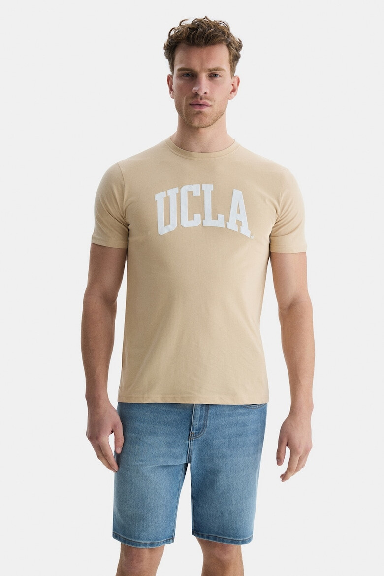 UCLA Tricou cu decolteu la baza gatului si imprimeu logo Culver - Pled.ro