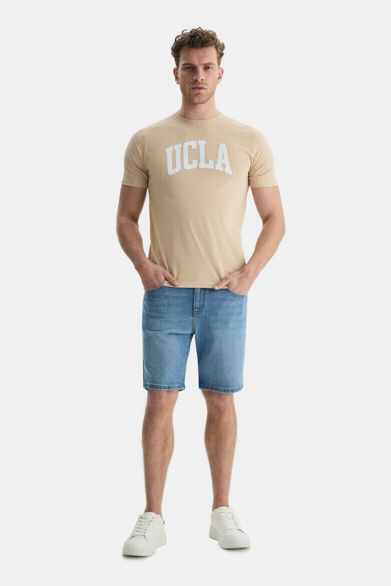 UCLA Tricou cu decolteu la baza gatului si imprimeu logo Culver - Pled.ro