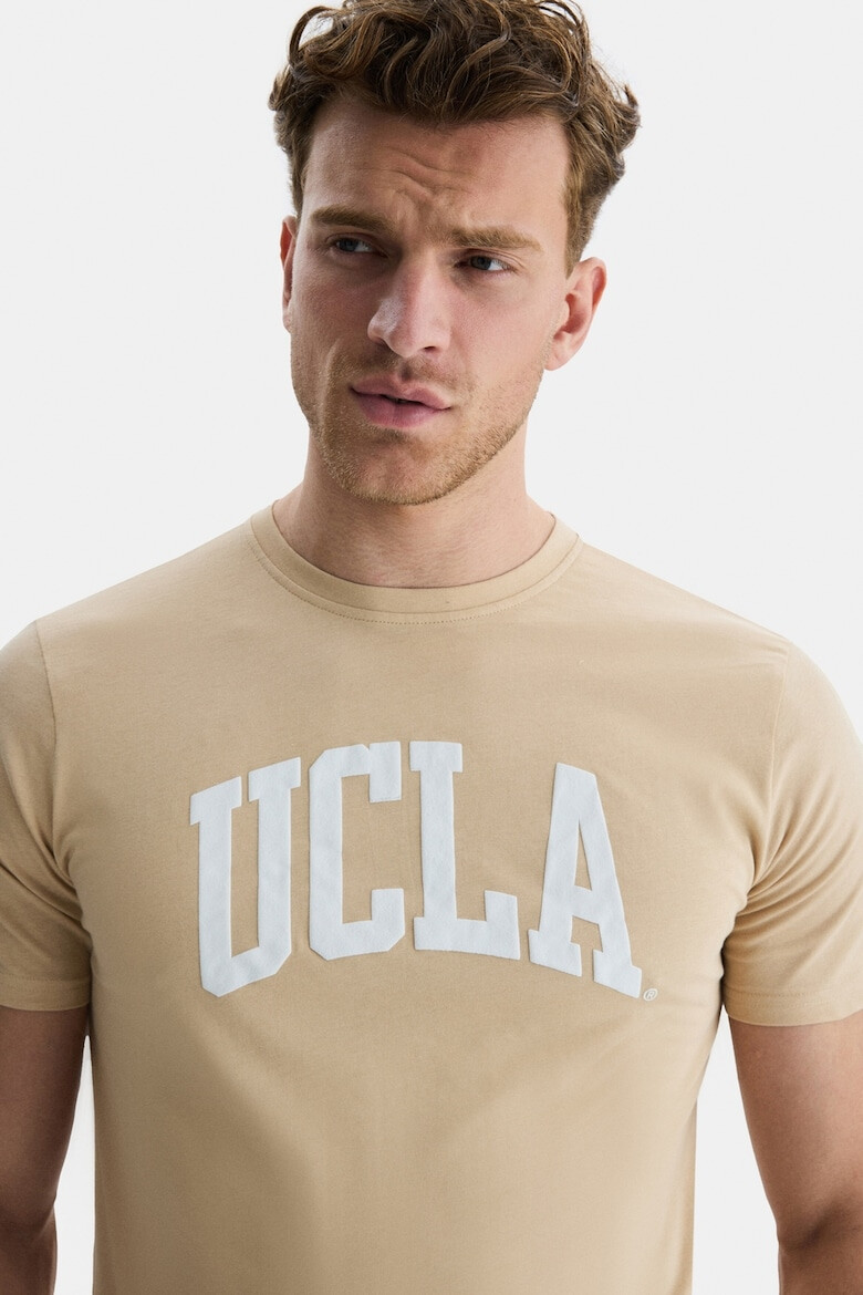 UCLA Tricou cu decolteu la baza gatului si imprimeu logo Culver - Pled.ro