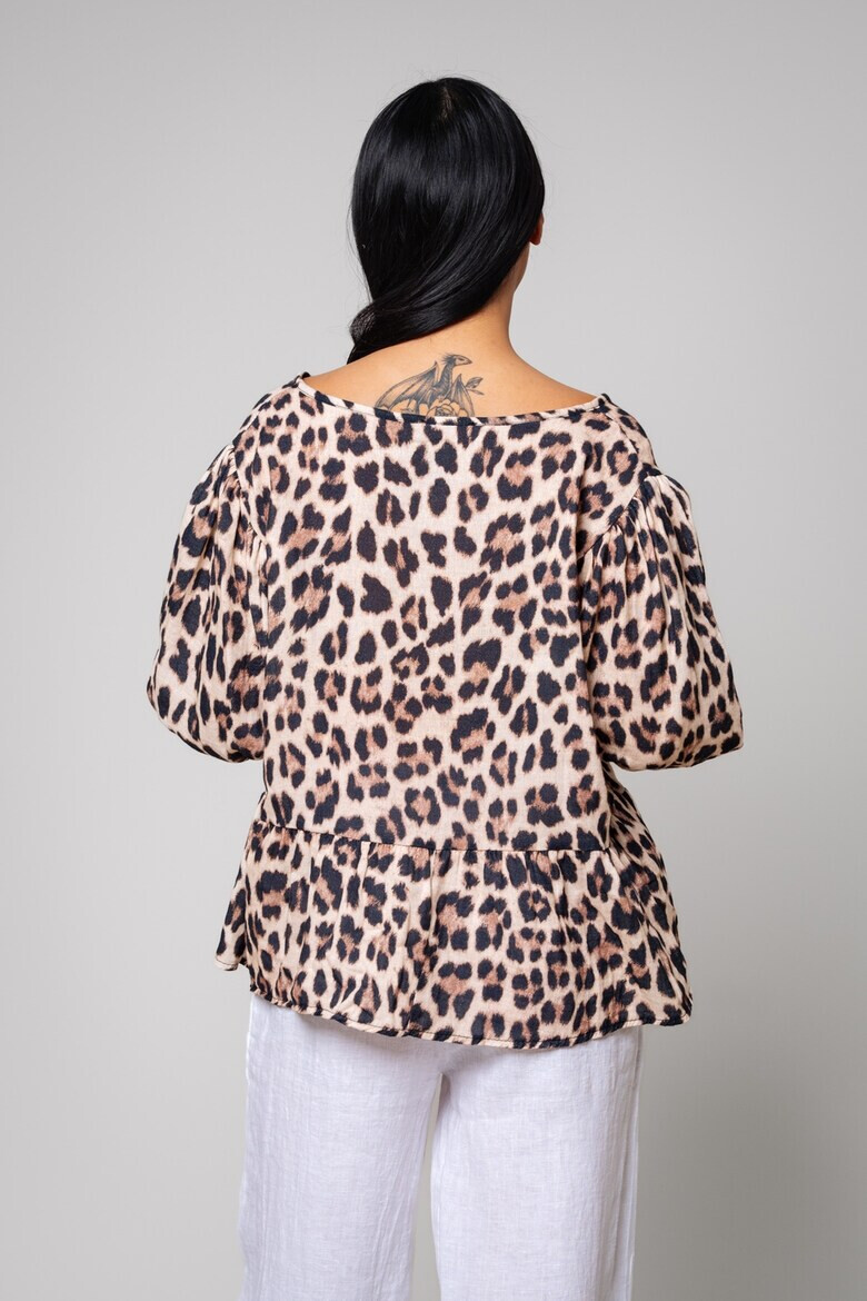 uFIT Bluza de bumbac cu animal print si terminatie cu volan - Pled.ro