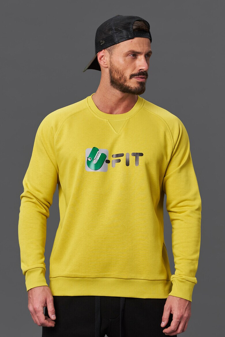 uFIT Bluza sport cu decolteu la baza gatului si imprimeu logo - Pled.ro