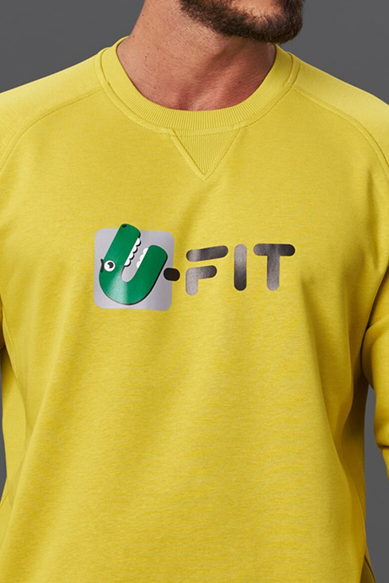 uFIT Bluza sport cu decolteu la baza gatului si imprimeu logo - Pled.ro