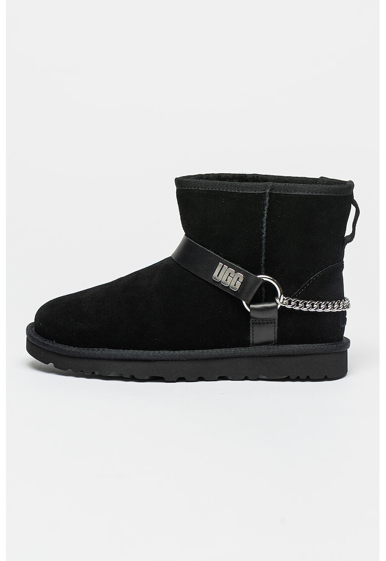 UGG Cizme fara inchidere din piele intoarsa Classic Mini Chains II - Pled.ro