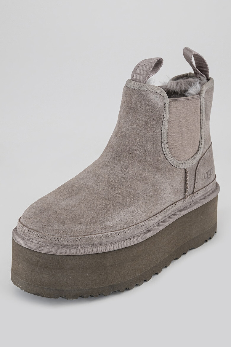 UGG Ghete Chelsea flatform de piele intoarsa cu segmente din material textil Neumel - Pled.ro