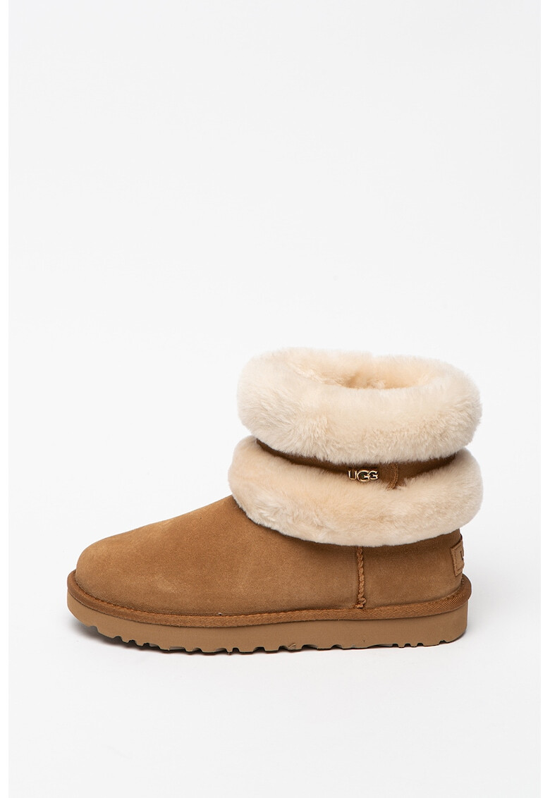 UGG Ghete de piele intoarsa cu garnituri din piele de oaie Fluff Mini - Pled.ro