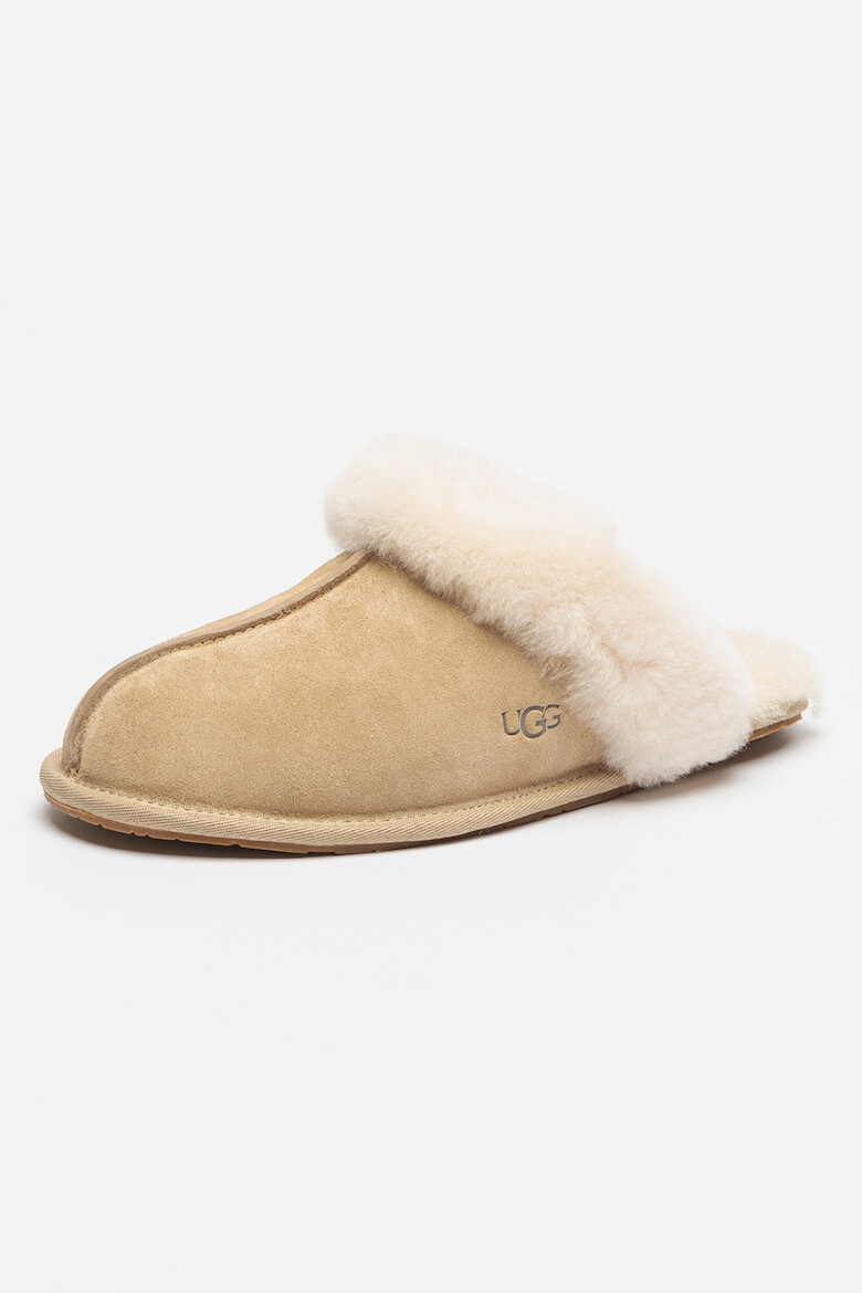 UGG Papuci de casa de piele intoarsa cu garnituri de piele de oaie Scuffette II - Pled.ro