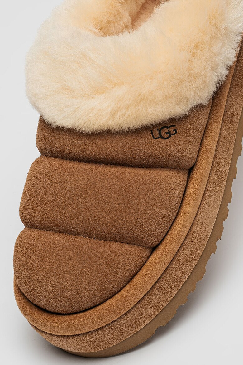 UGG Papuci de piele intoarsa cu platforma si garnituri de blana Tazzlita - Pled.ro