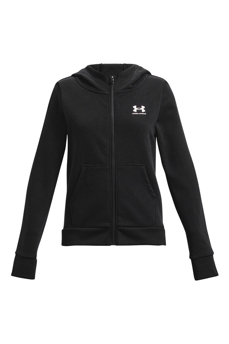 Under Armour Hanorac cu fermoar si imprimeu logo discret pentru fitness Rival - Pled.ro