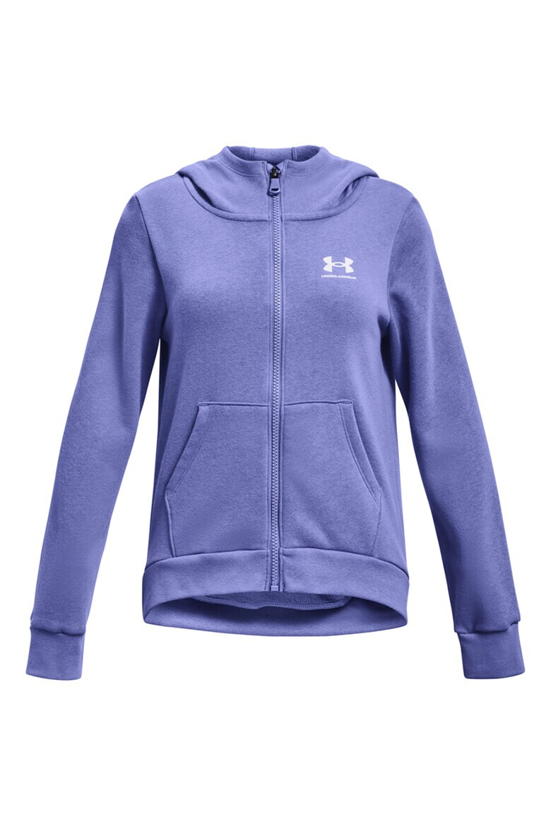 Under Armour Hanorac cu fermoar si imprimeu logo discret pentru fitness Rival - Pled.ro