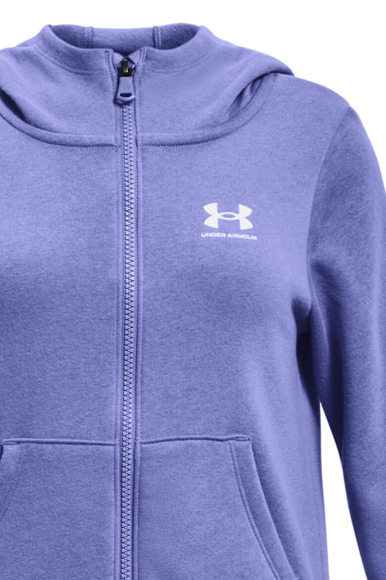 Under Armour Hanorac cu fermoar si imprimeu logo discret pentru fitness Rival - Pled.ro