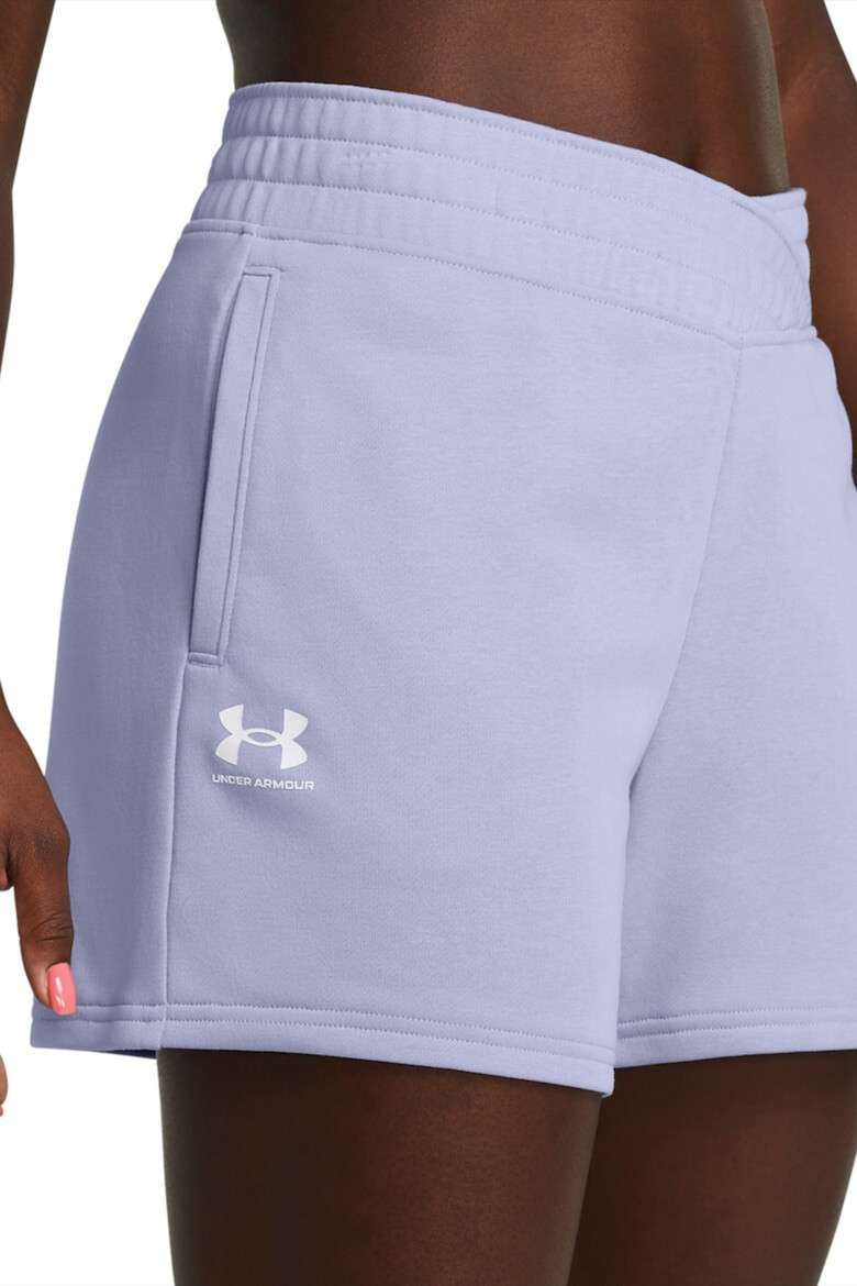 Under Armour Pantaloni scurti din material terry cu talie inalta pentru fitness Rival - Pled.ro