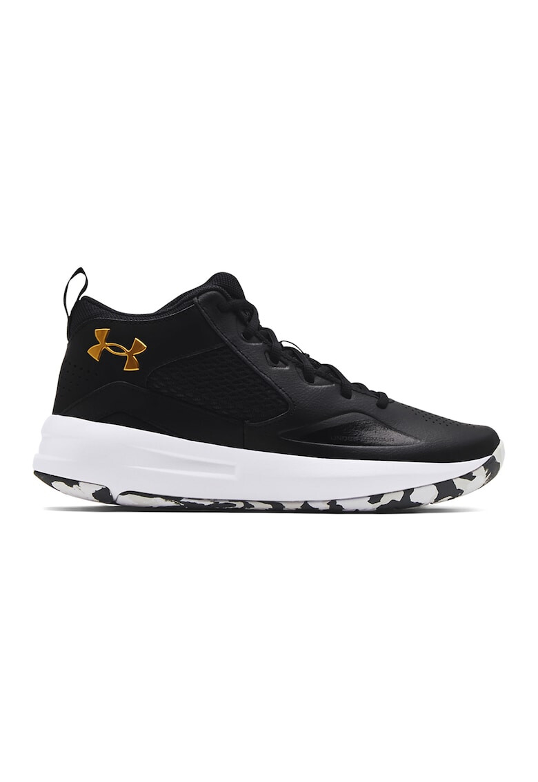 Under Armour Pantofi mid-high unisex cu insertii de piele pentru baschet Lockdown 5 - Pled.ro