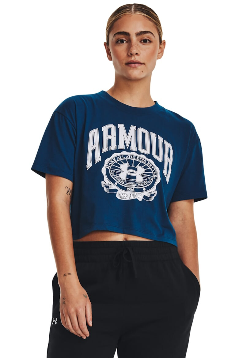 Under Armour Top crop cu logo pentru antrenament Collegiate - Pled.ro