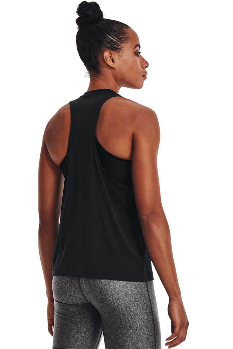 Under Armour Top din amestec de bumbac cu decupaj racerback si imprimeu logo pentru fitness - Pled.ro