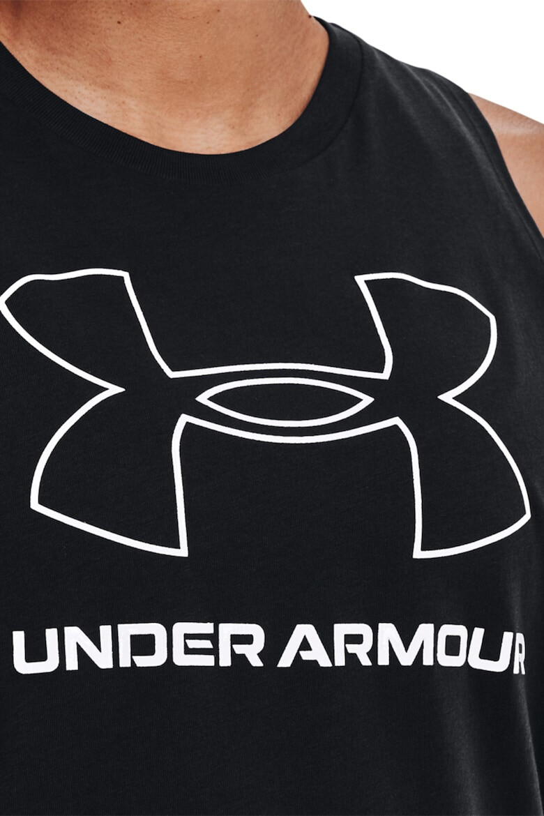 Under Armour Top din amestec de bumbac cu decupaj racerback si imprimeu logo pentru fitness - Pled.ro