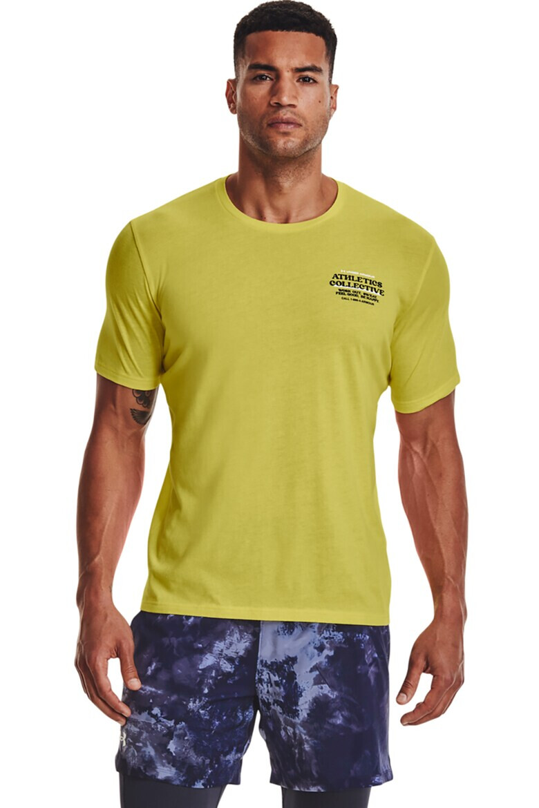 Under Armour Tricou cu imprimeu text pentru antrenament Front of Class Mood - Pled.ro