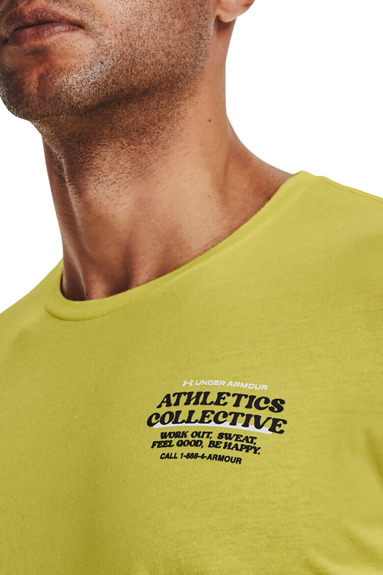 Under Armour Tricou cu imprimeu text pentru antrenament Front of Class Mood - Pled.ro