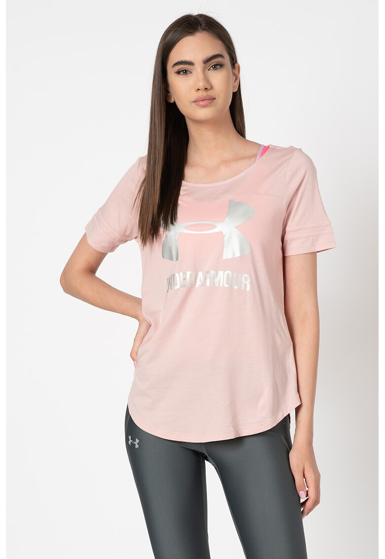 Under Armour Tricou cu logo metalizat pentru fitness - Pled.ro