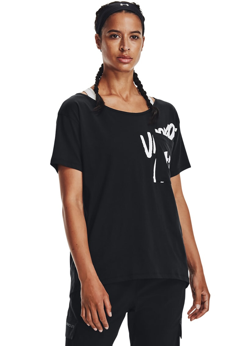 Under Armour Tricou supradimensionat cu buzunar pe piept pentru fitness - Pled.ro