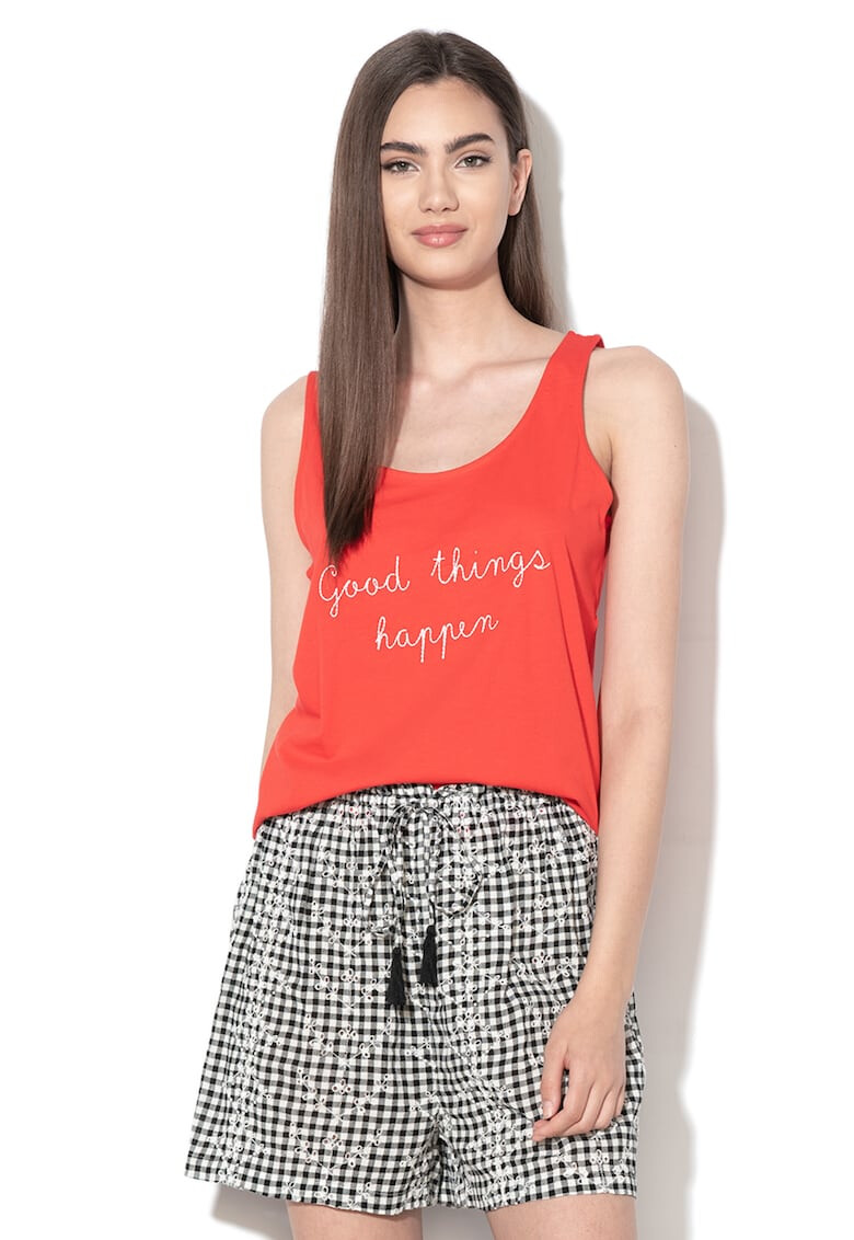 Undercolors of Benetton Top de casa cu broderie text - Pled.ro