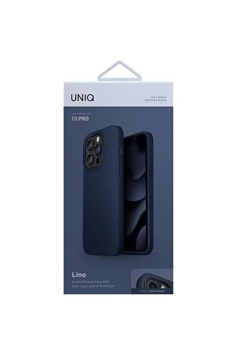 uniq Husa de protectie Lino pentru iPhone 13 Pro / 13 Marine Blue - Pled.ro