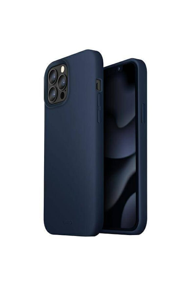 uniq Husa de protectie Lino pentru iPhone 13 Pro / 13 Marine Blue - Pled.ro