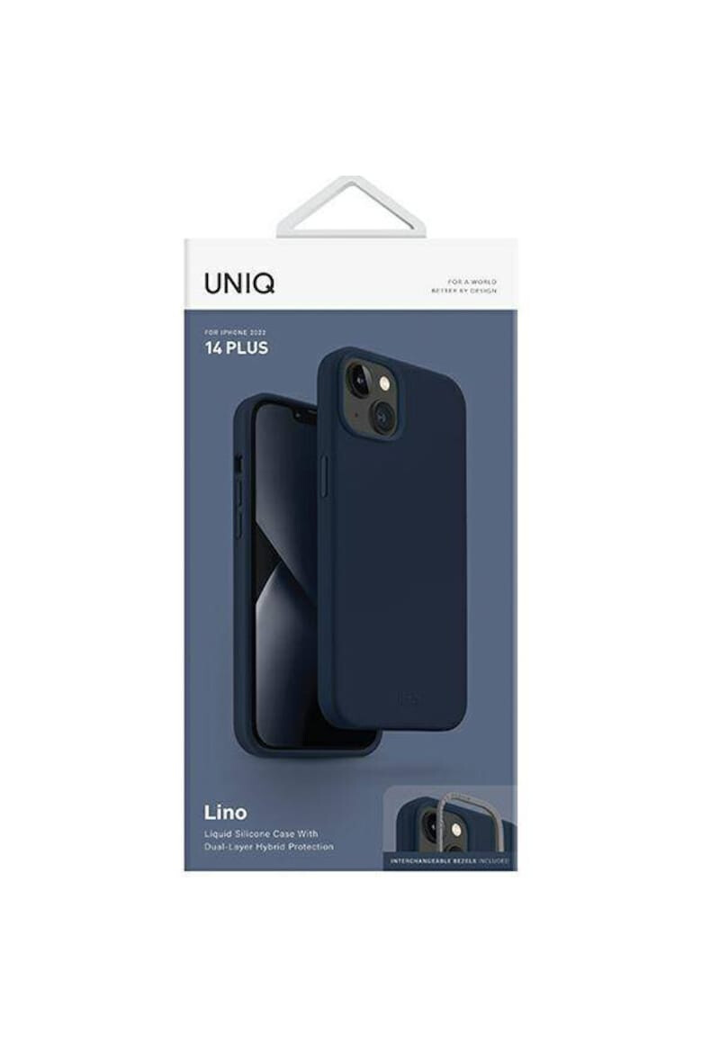 uniq Husa de protectie Lino pentru iPhone 14 Plus Marine Blue - Pled.ro