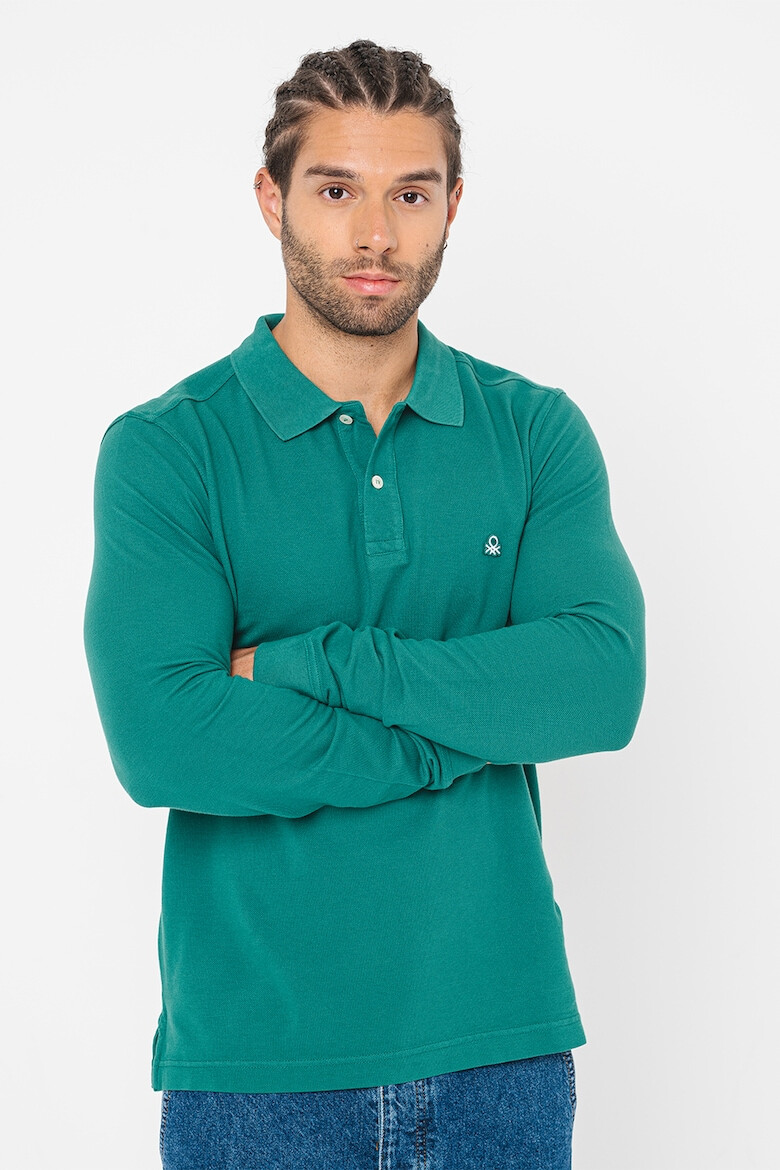 United Colors of Benetton Bluza polo de bumbac cu logo - Pled.ro