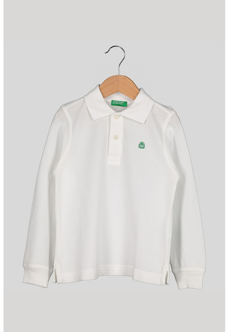 United Colors of Benetton Bluza polo din material pique cu logo brodat discret - Pled.ro