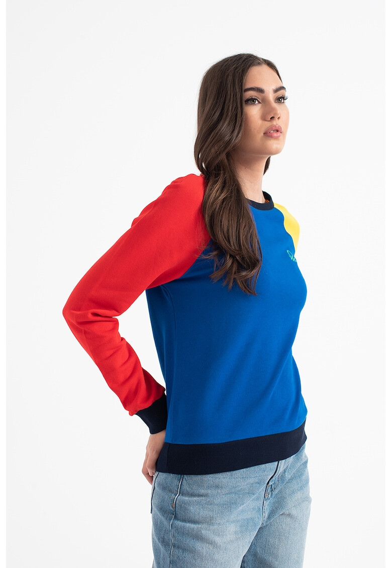 United Colors of Benetton Bluza sport cu decolteu la baza gatului si model colorblock 3J68E18F1 - Pled.ro