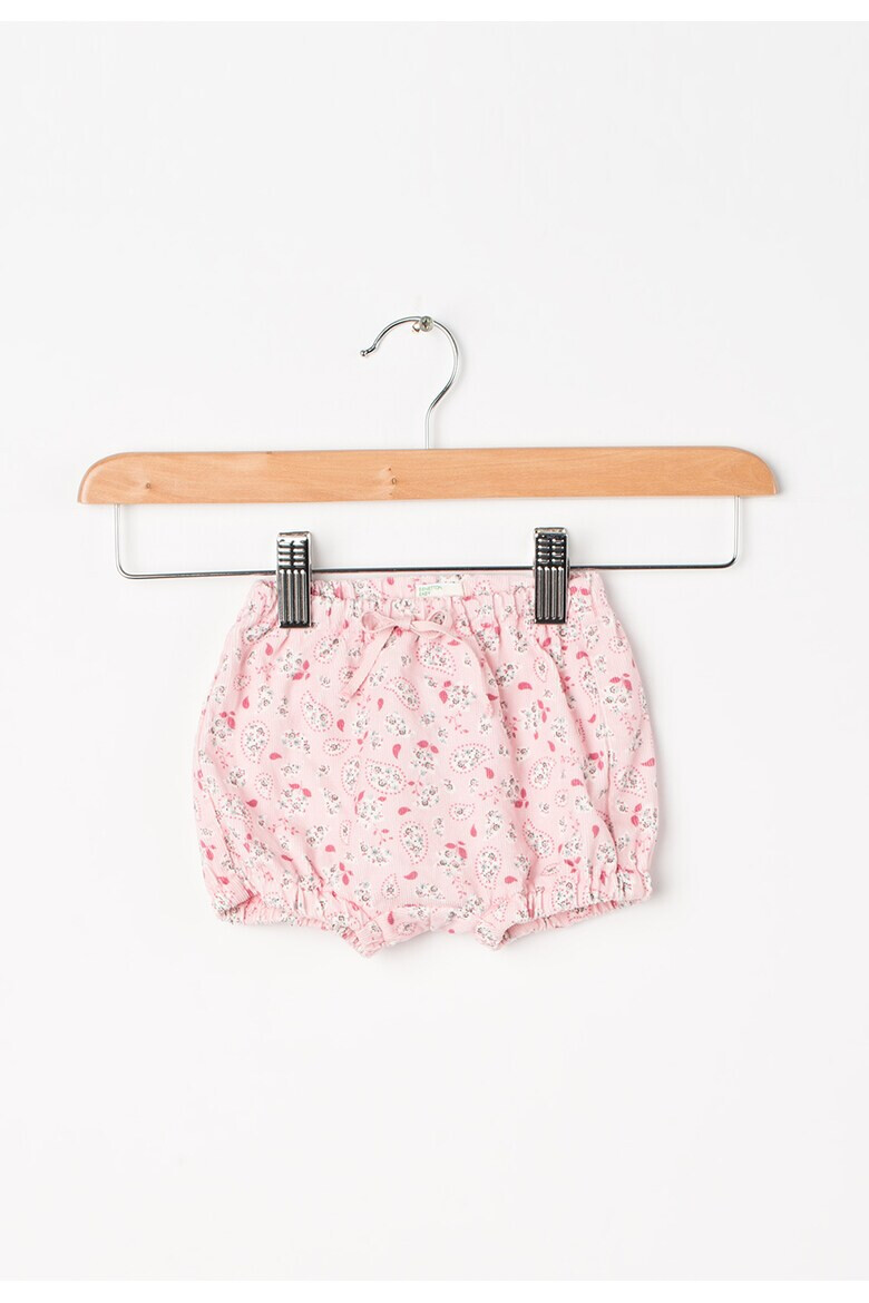 United Colors of Benetton Pantaloni scurti roz pastel reiati cu imprimeu floral - Pled.ro