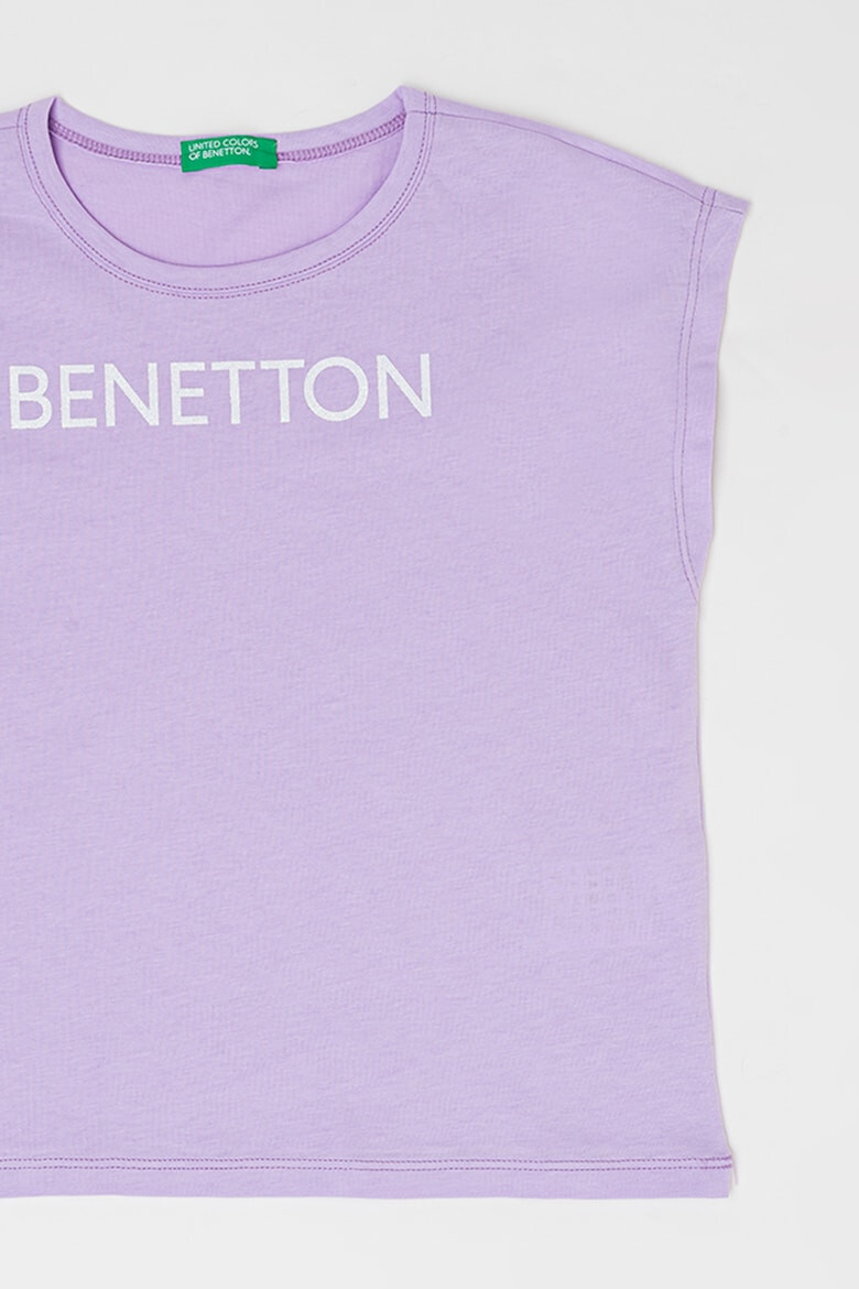 United Colors of Benetton Top cu imprimeu logo si decolteu rotund - Pled.ro