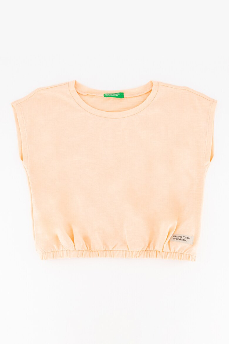 United Colors of Benetton Tricou crop de bumbac organic cu banda elastica in talie - Pled.ro