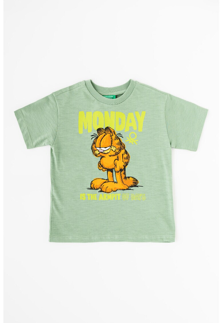 United Colors of Benetton Tricou cu decolteu la baza gatului si imprimeu cu Garfield - Pled.ro