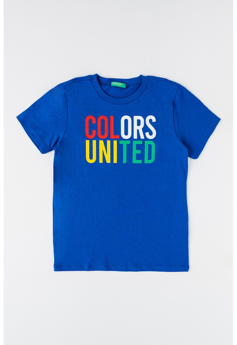 United Colors of Benetton Tricou cu decolteu la baza gatului si imprimeu logo - Pled.ro