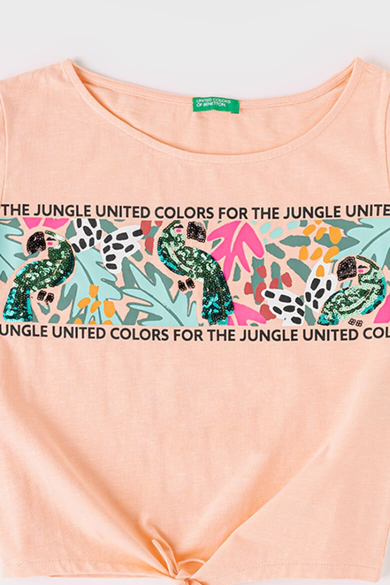 United Colors of Benetton Tricou cu imprimeu grafic si aplicatii cu paiete - Pled.ro