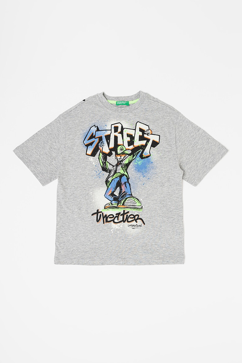 United Colors of Benetton Tricou de bumbac cu imprimeu graffiti - Pled.ro